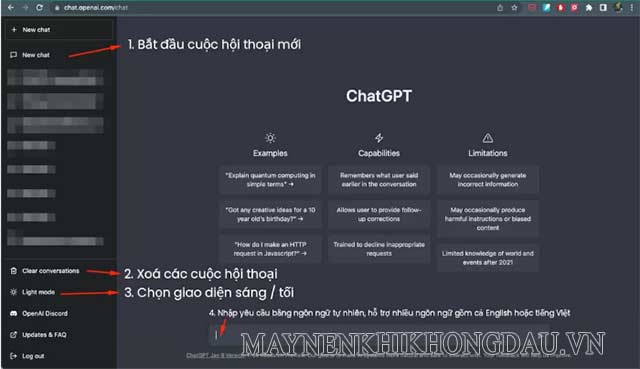 Giao diện Chat GPT